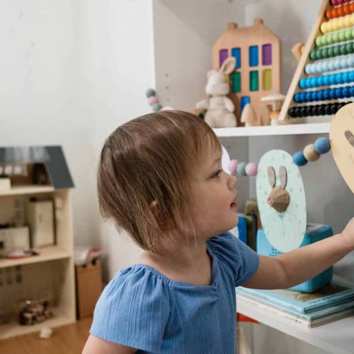 Easter bunny craft with a child having fun in their play room.