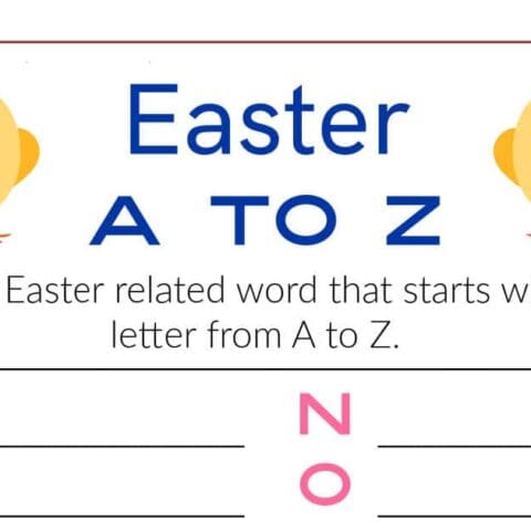 Easter word activity A-Z.