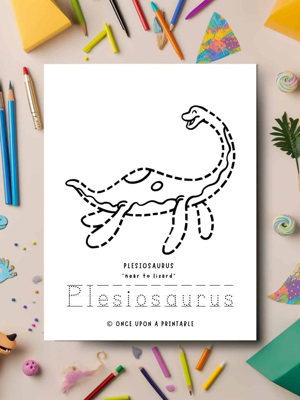 Dinosaur Tracing Coloring Pages (Free Printable) - Once Upon a Printable