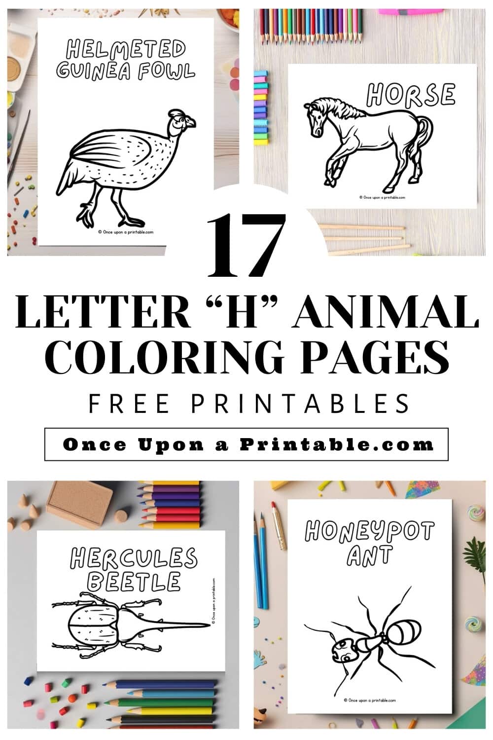 17 Letter H animal coloring page collection .