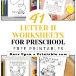 Worksheets for the letter H with hedgehogs and horses.