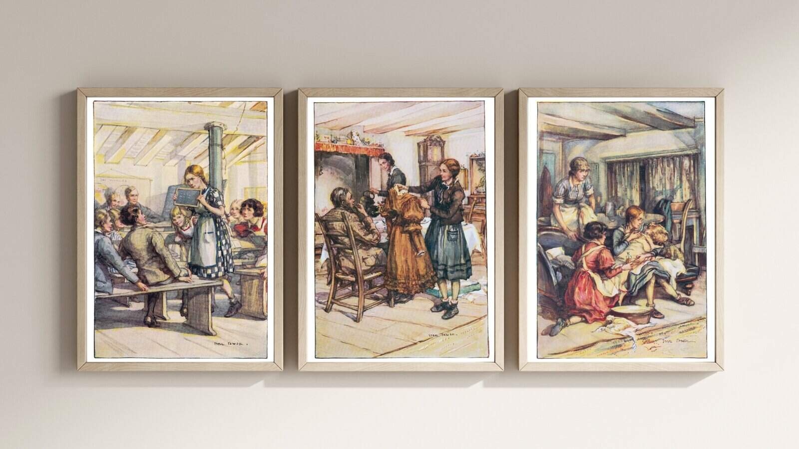 Anne of Green Gables illustration by Sybil Tawse full color framed and on display.