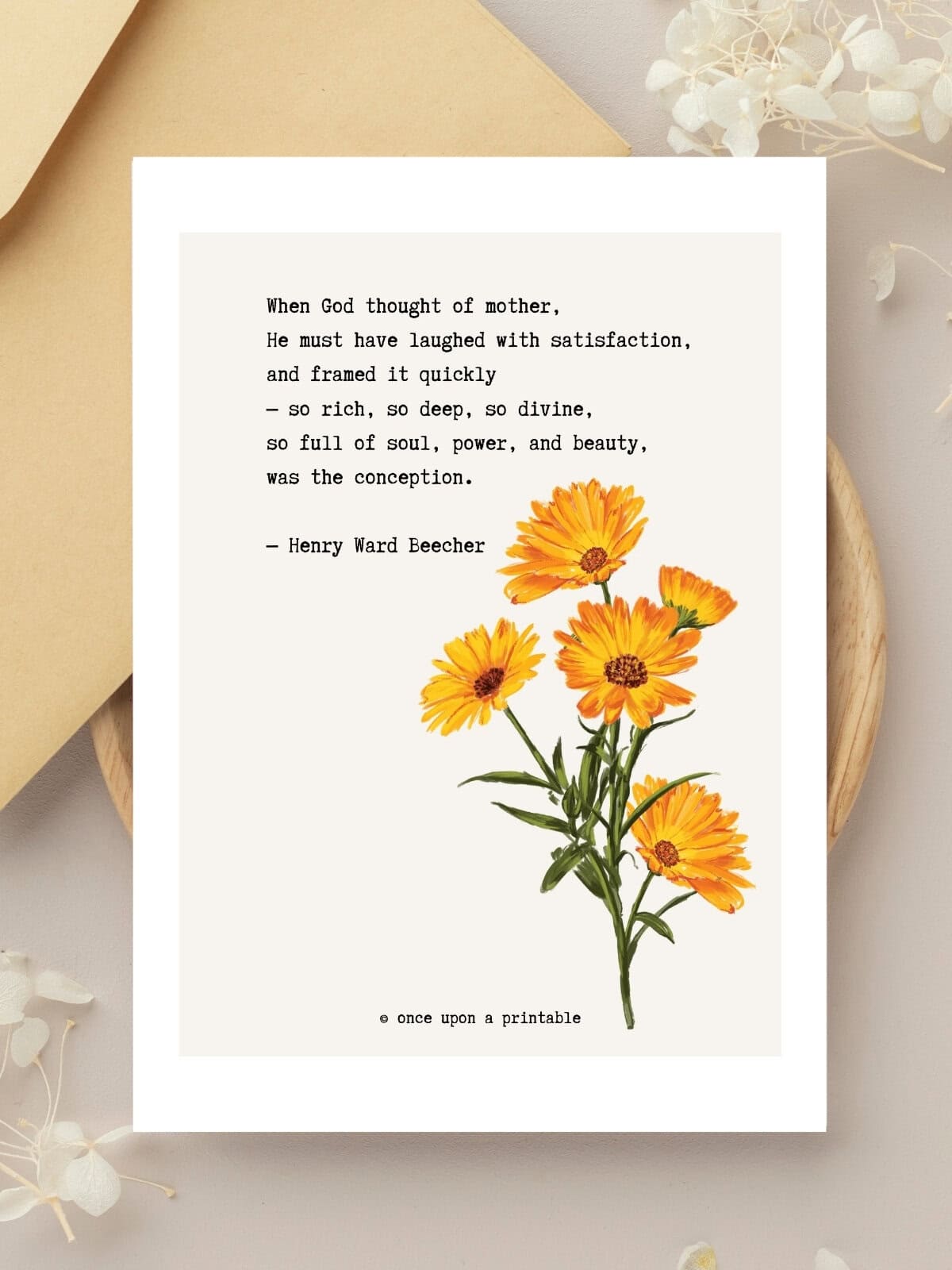 Henry Ward Beecher quote framed for mother's day.