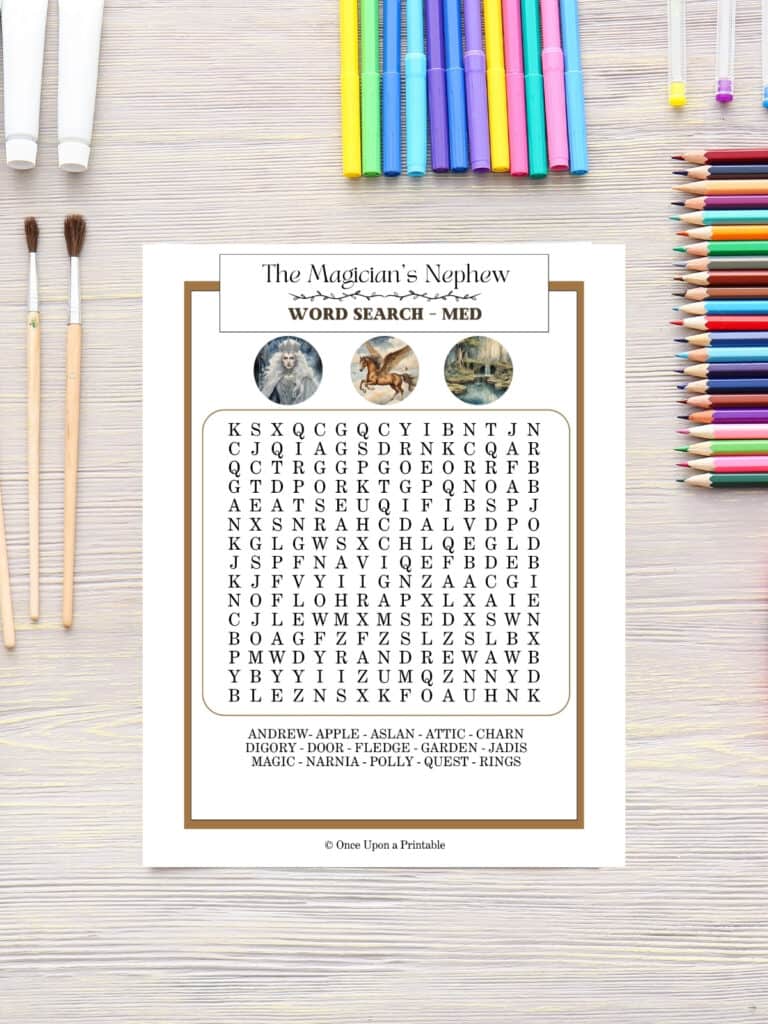 A medium difficulty word search of the book The Magician's Nephew by C. S. Lewis. 
