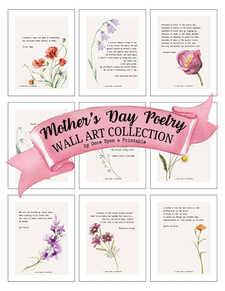 mother's day poems wall art cover page.