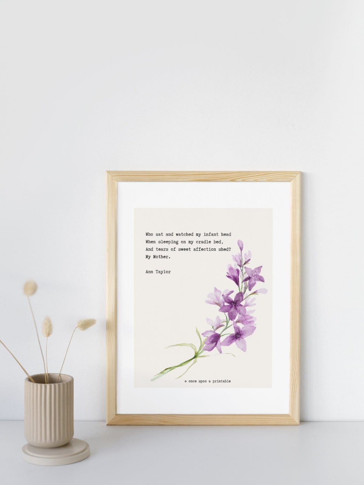 Mother's day quote by Ann Taylor with watercolor flowers. 