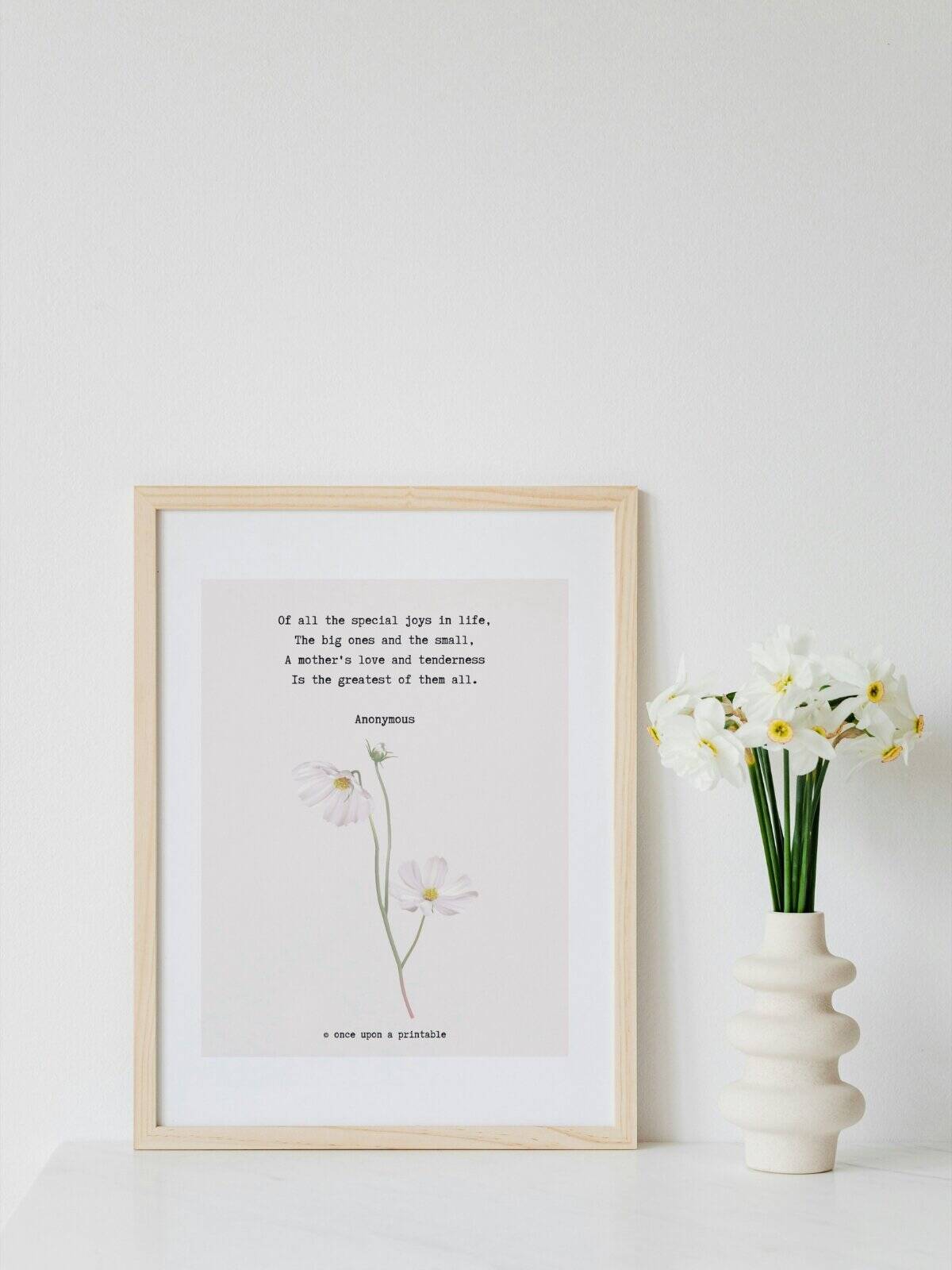 Mother's day floral watercolor art print with a quote or poem. 