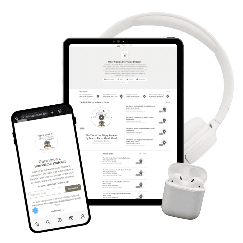 Once Upon a Storytime Podcast Subscribe logo.