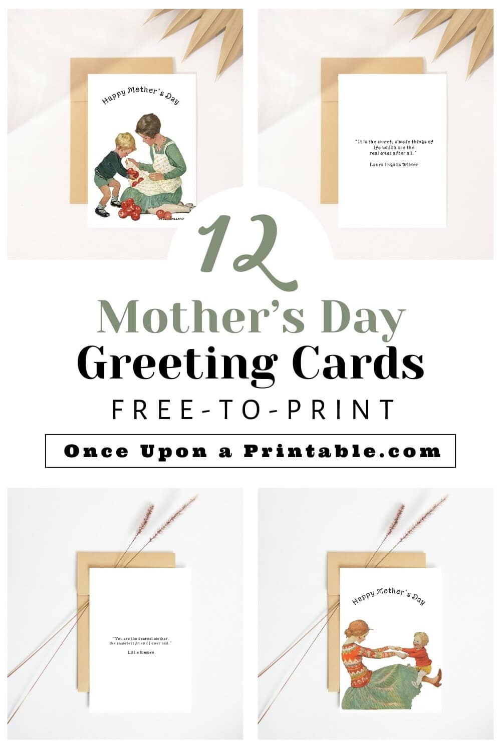 12 Greeting cards for Mother's day with Jessie Willcox smith illustrations.