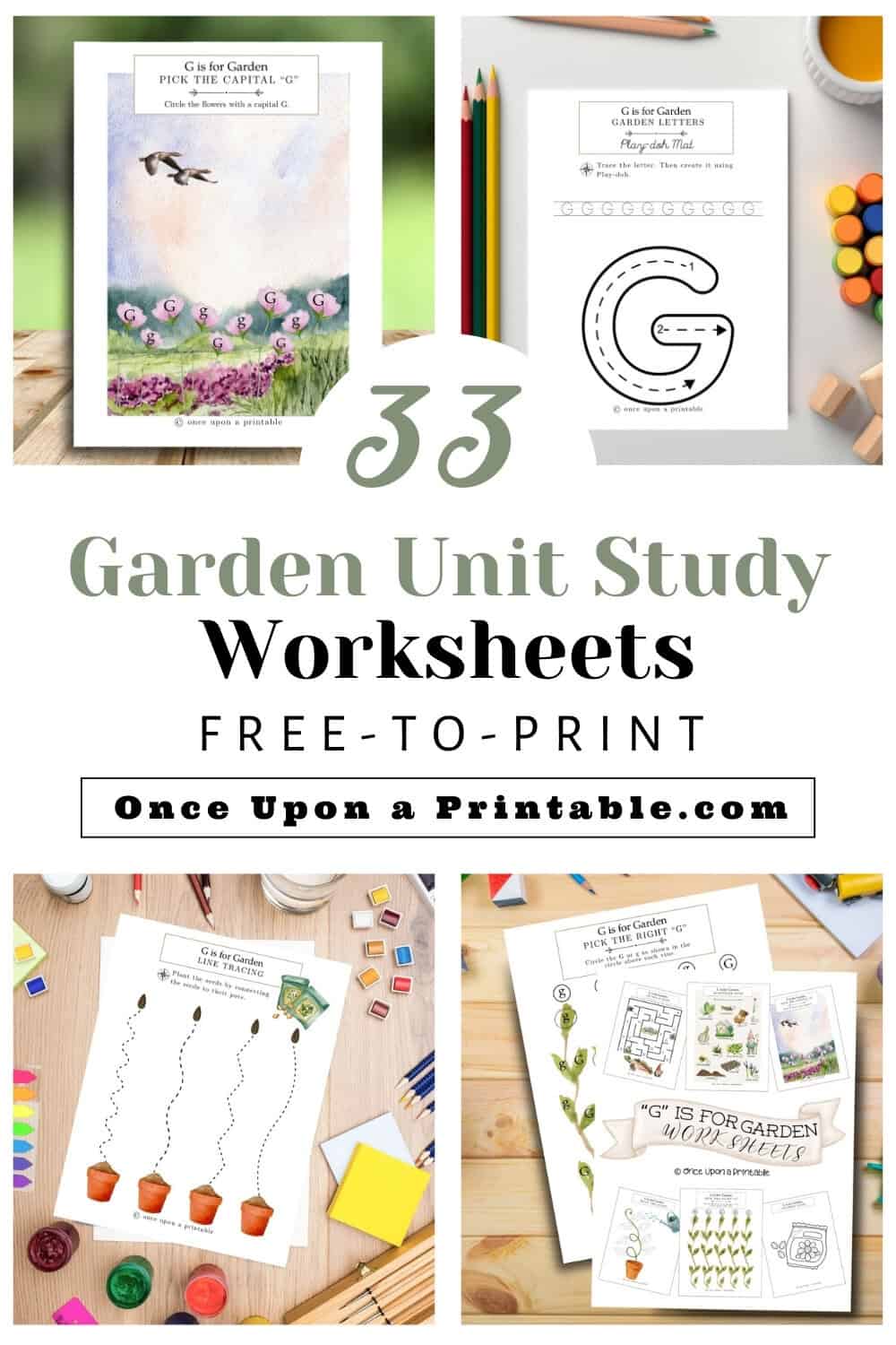 Garden themed worksheets for preschool and kindergarten