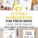 47 Letter I unit study worksheets for preschool and kindergarten.