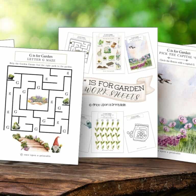 G is for Garden worksheets for preschool and kindergarten.