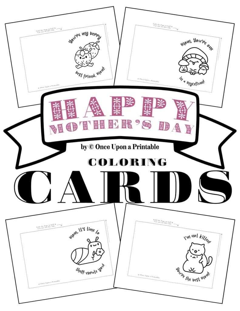 Happy Mother's day coloring cards for kids and adults, a collection cover page.