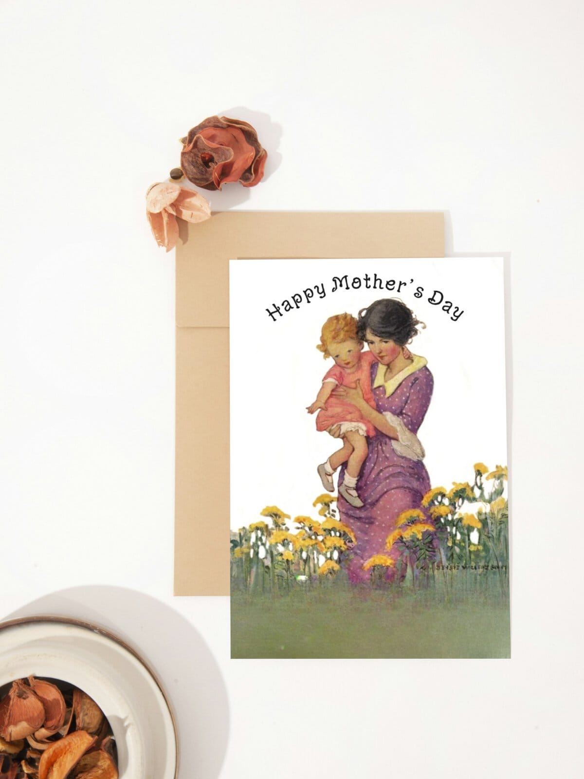 Happy Mother's Day vintage card illustrated by Jessie Willcox Smith.
