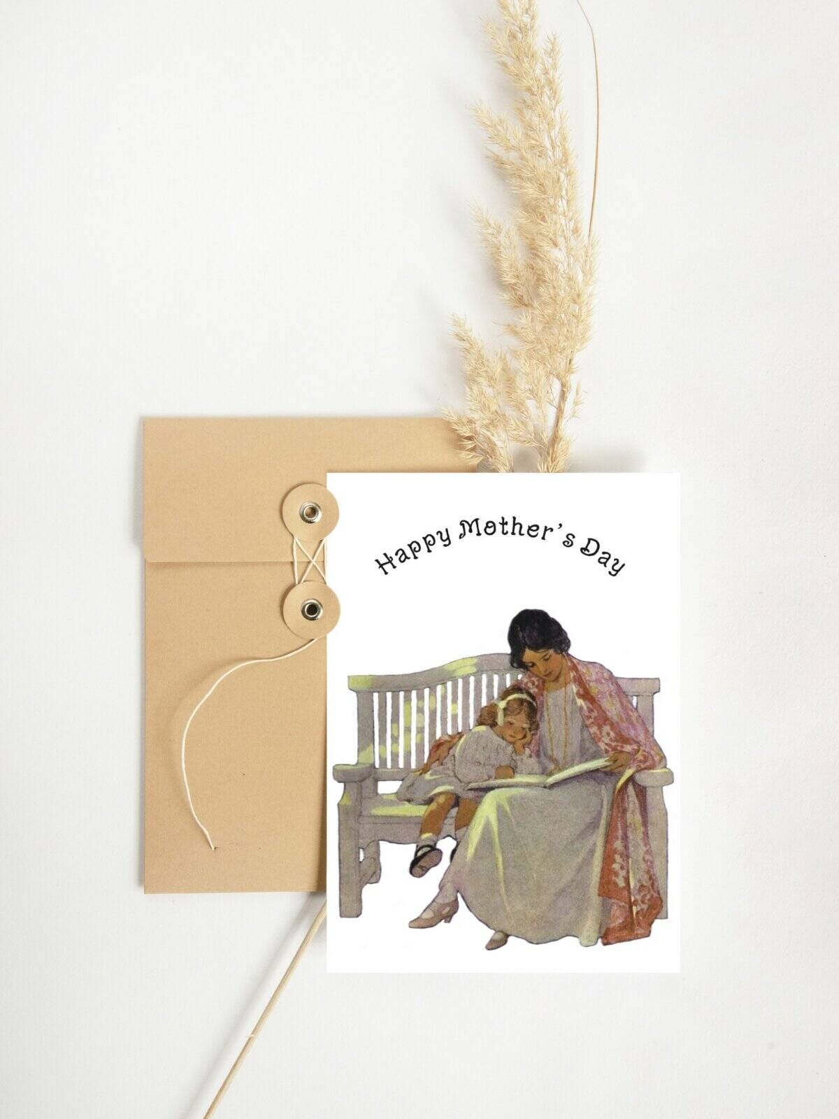 Jessie Willcox Smith Mother's day vintage card with watercolor illustration.