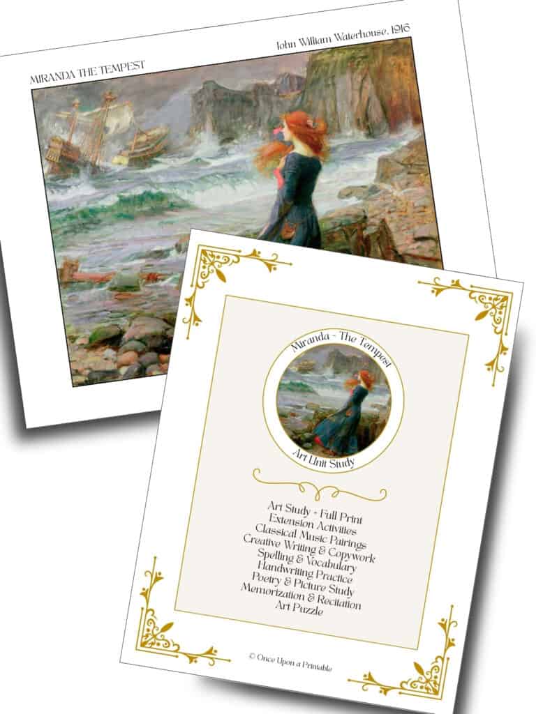 Miranda - the tempest painting by John William Waterhouse.