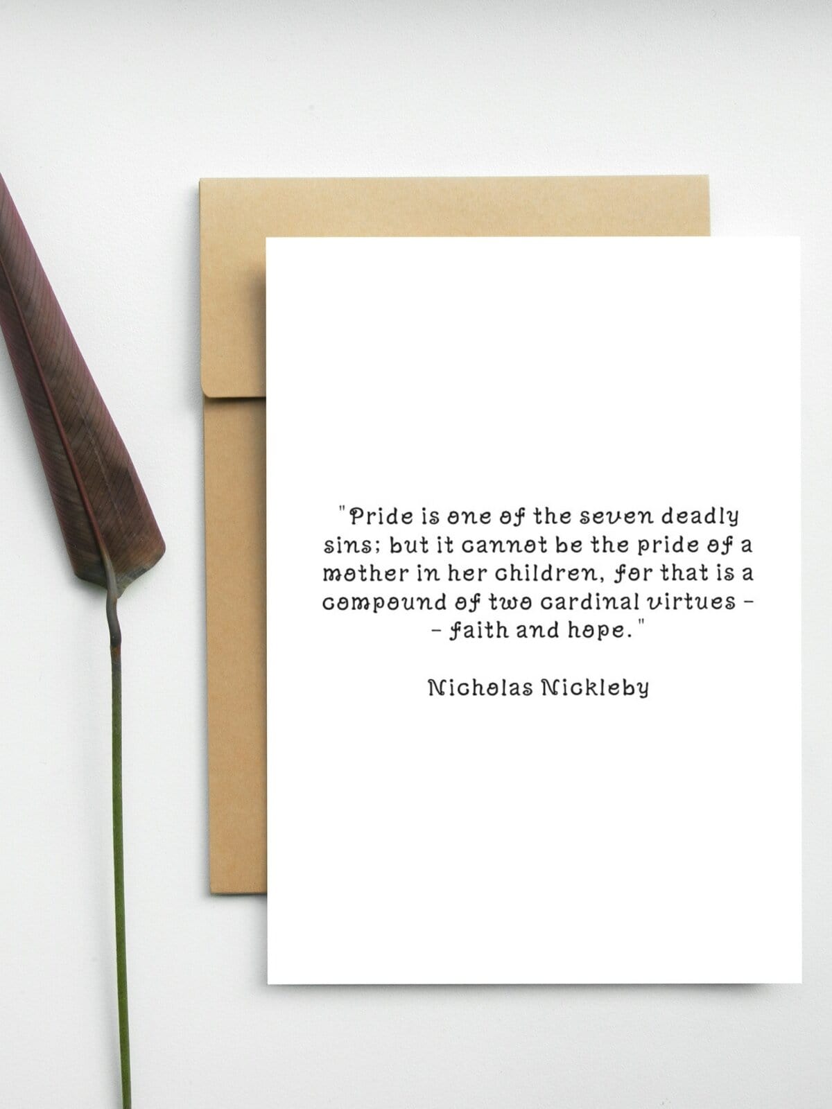 Nicholas Nickleby quote for Mother's day greeting card.