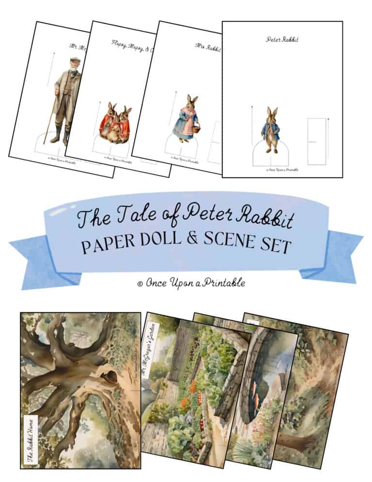Peter Rabbit Paper Dolls Set Free Printable - Once Upon a Printable