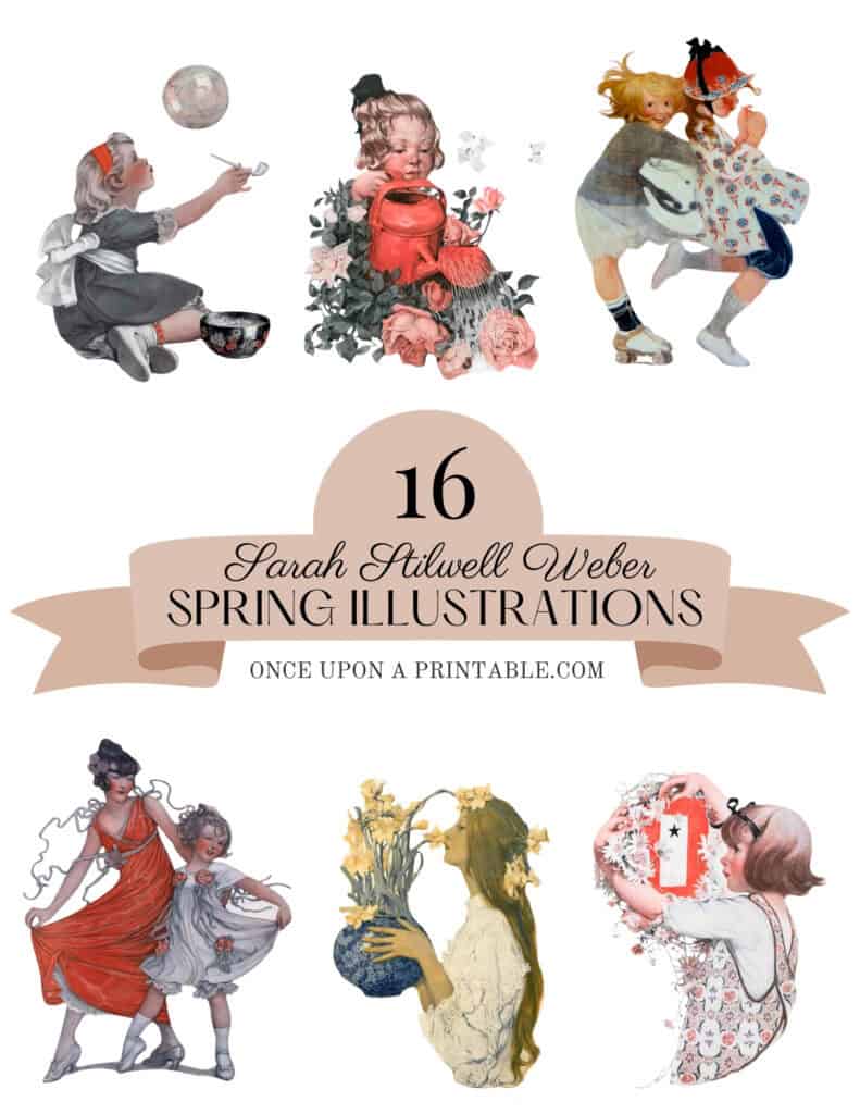16 spring art illustrations by Sarah Stilwell Weber cover page.