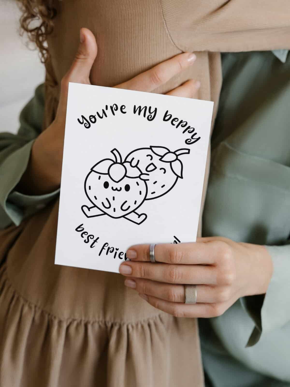 You're my berry best friend, mother's day card mother and daughter hugging.