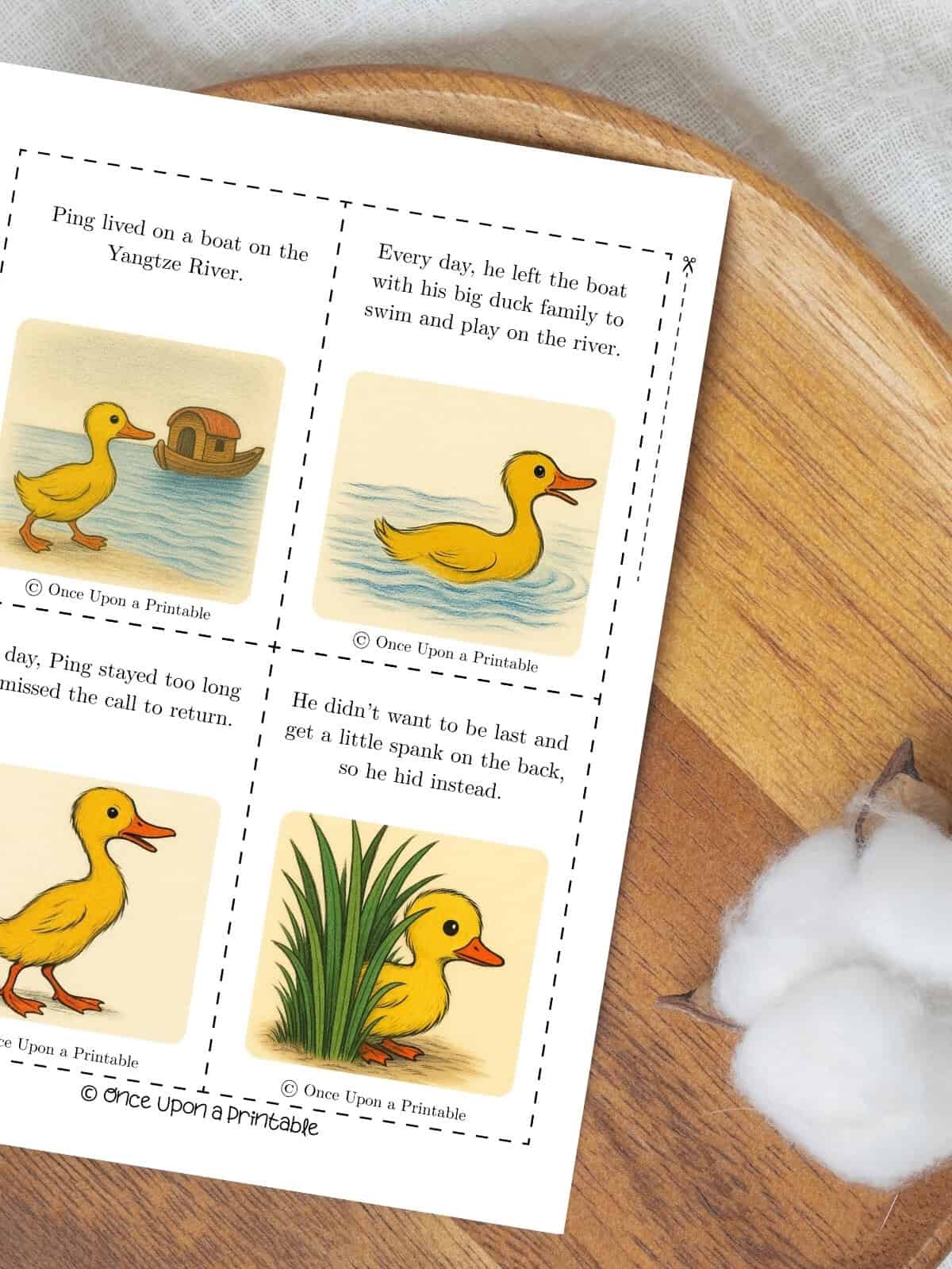 The story about ping story sequencing cards.