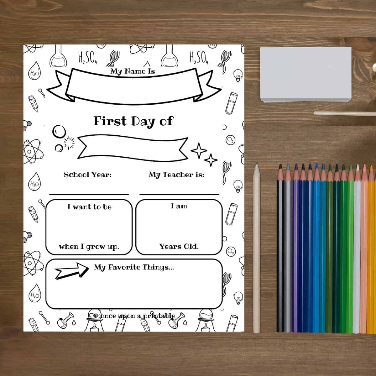 First day of school printable worksheets "all about me"