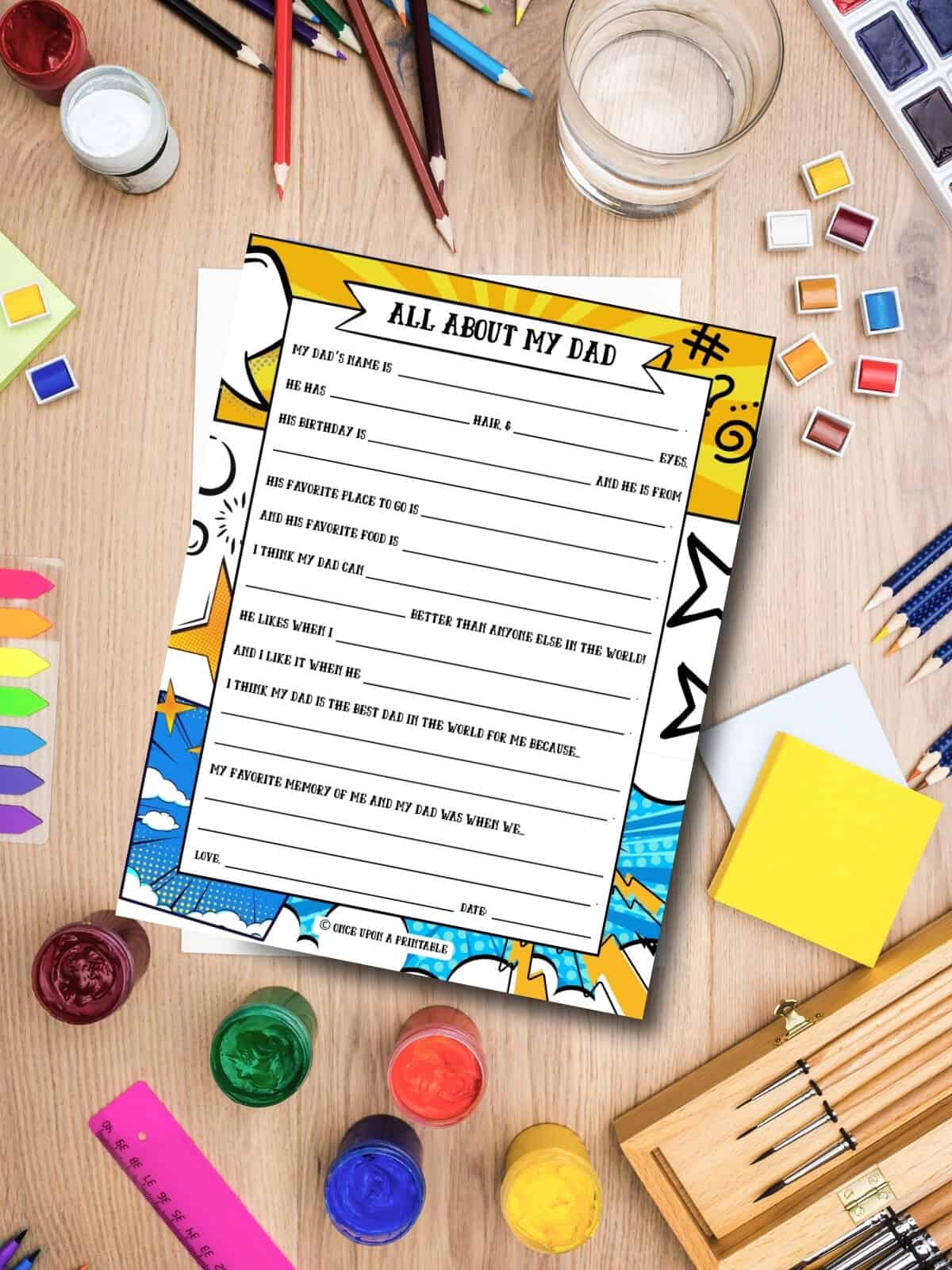 All about my dad comic book style for older kids. 