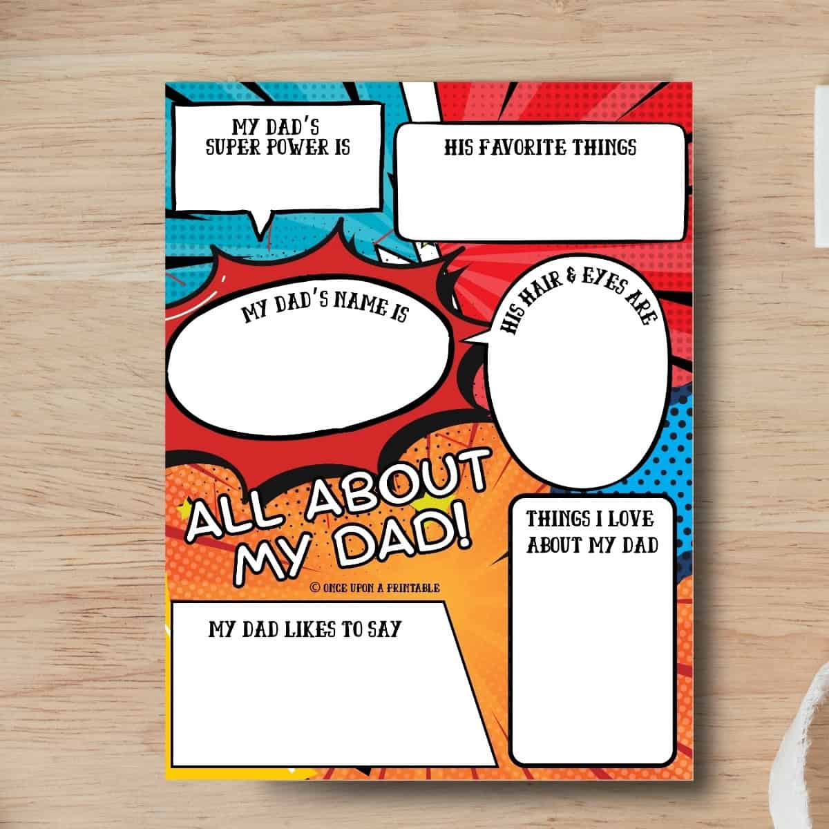 All about my dad printables.