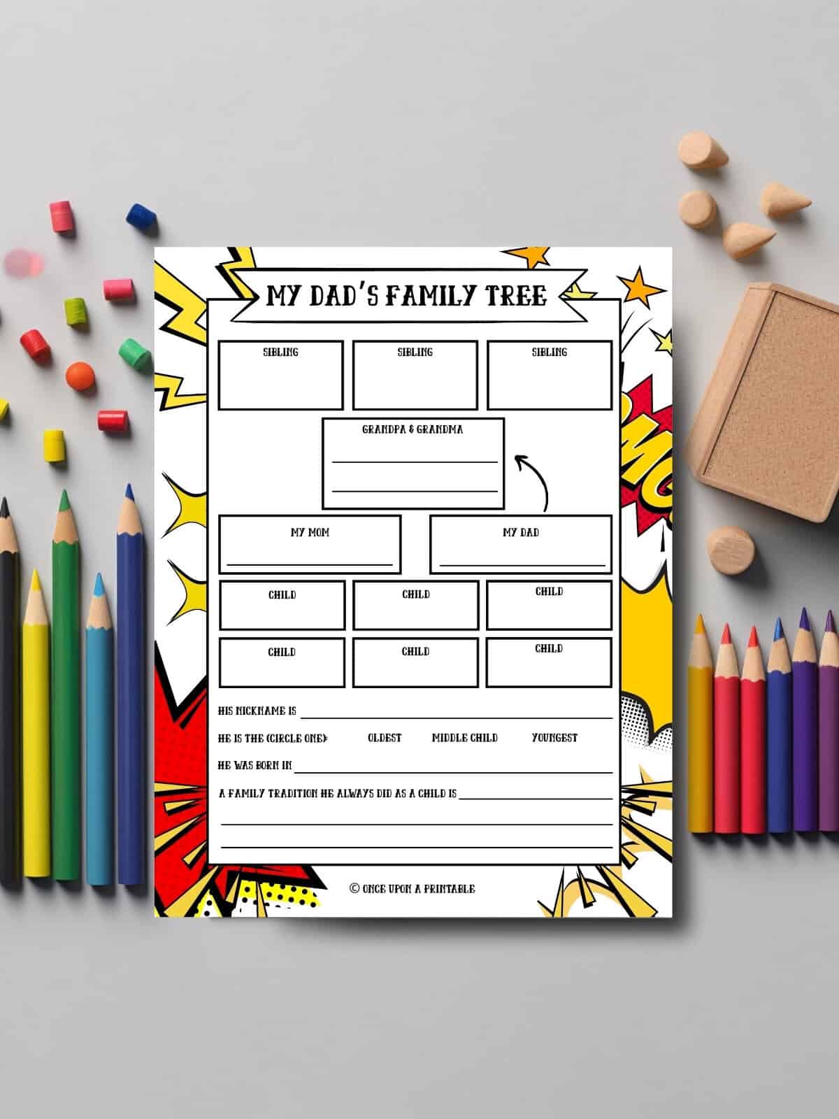 My dad's family tree printable for kids.