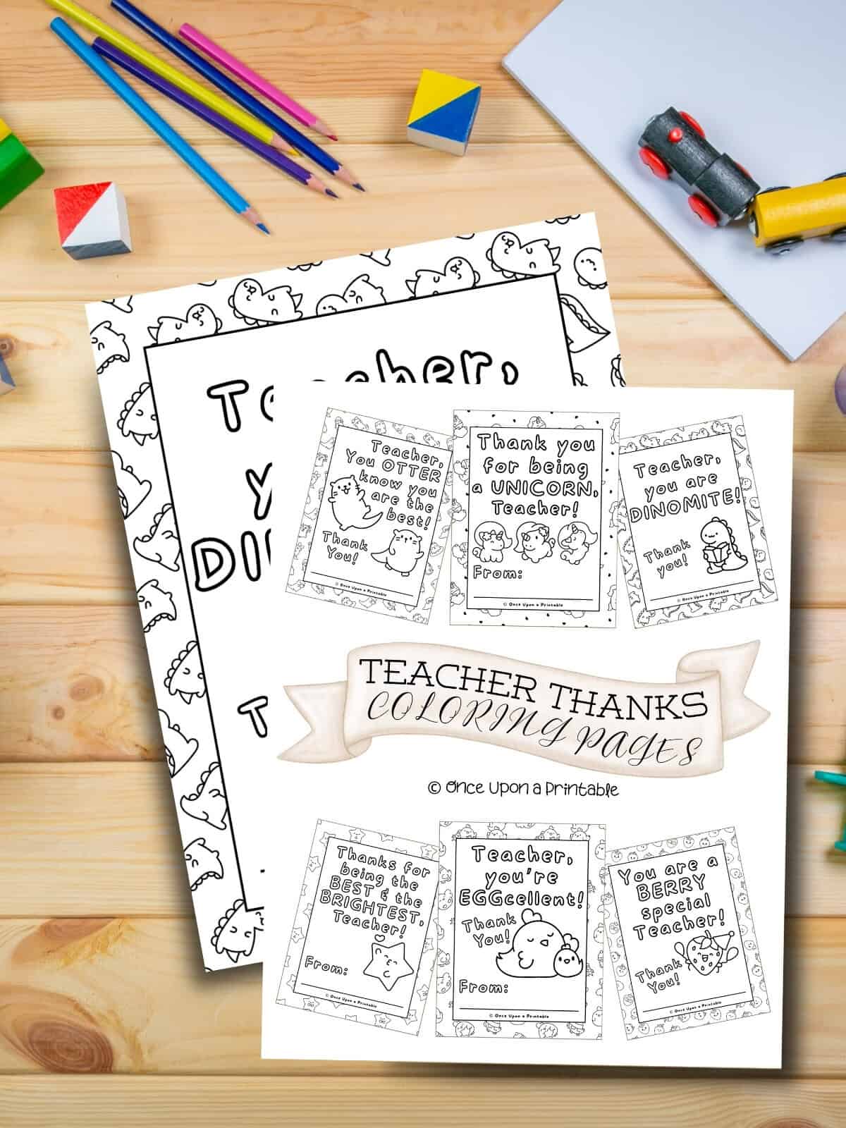 Teacher appreciation coloring pages with the cover. 