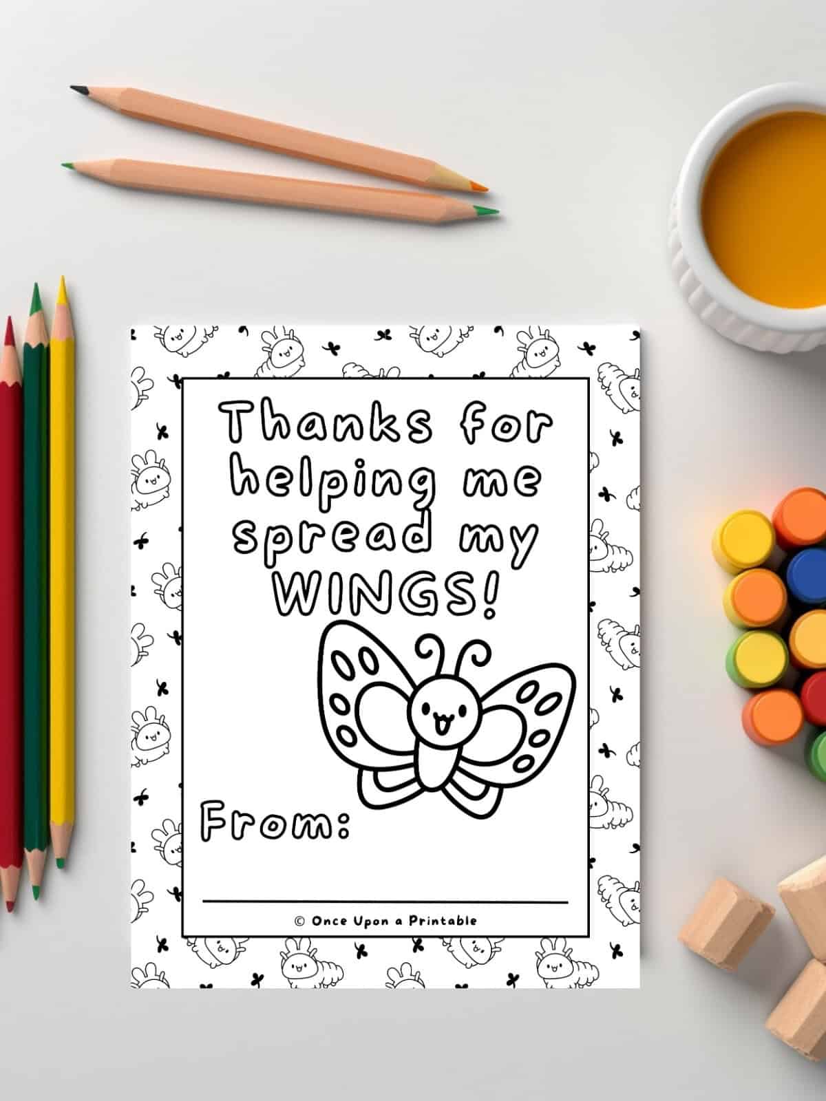 Thanks for helping me spread my wings, teacher appreciation coloring page