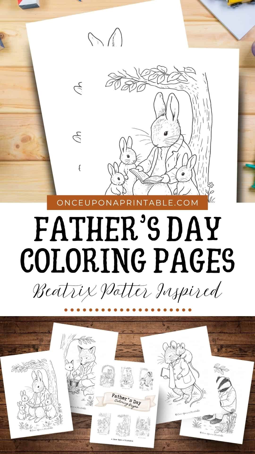 Father's day coloring pages inspired by Beatrix Potter.