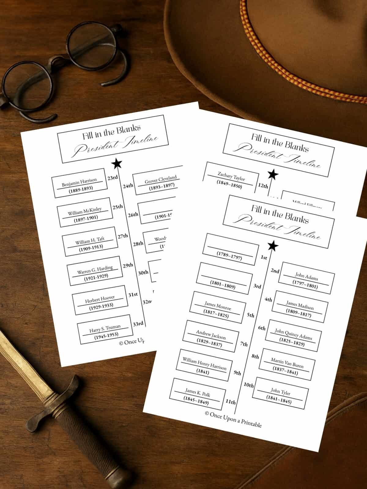 Fill in the blanks president timeline. 