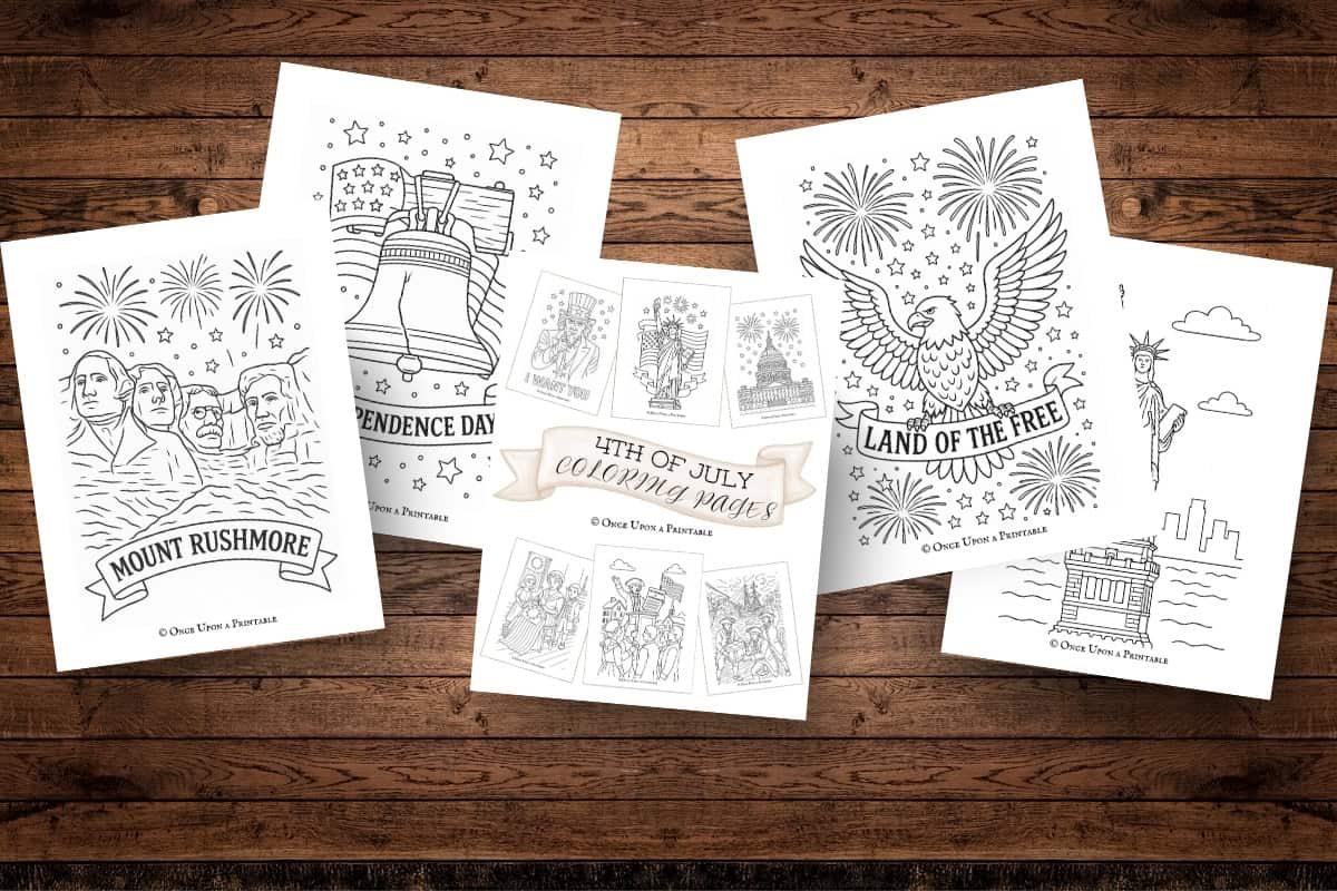 Fourth of July coloring pages for kids of all ages. 