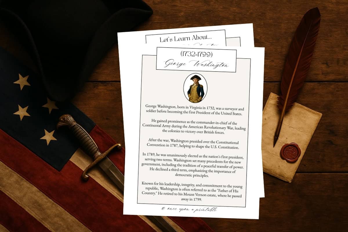 George Washington presidential worksheets.