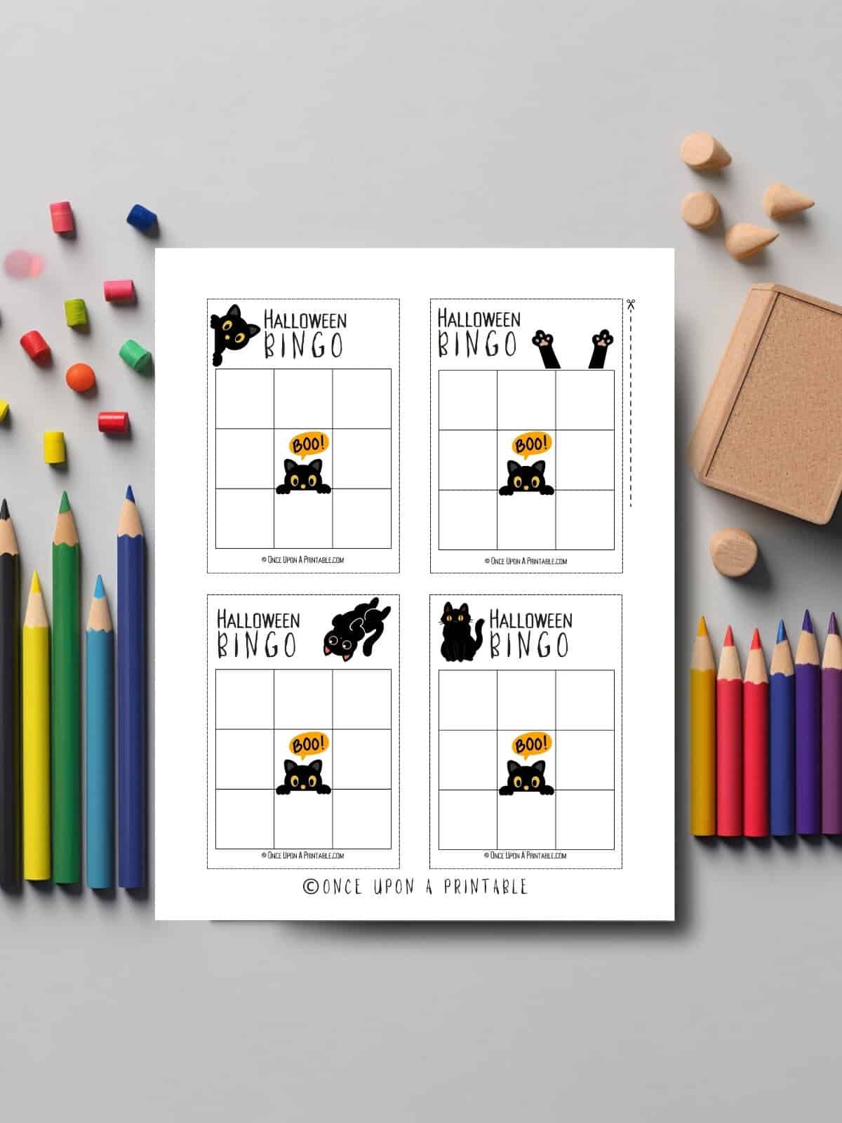 Halloween bingo cards for little kids, blank version.