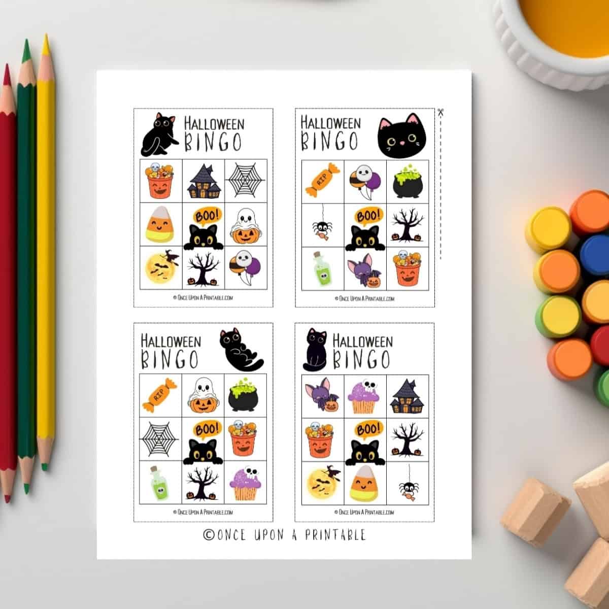 Bingo Cards for little kids with fun colorful graphics.