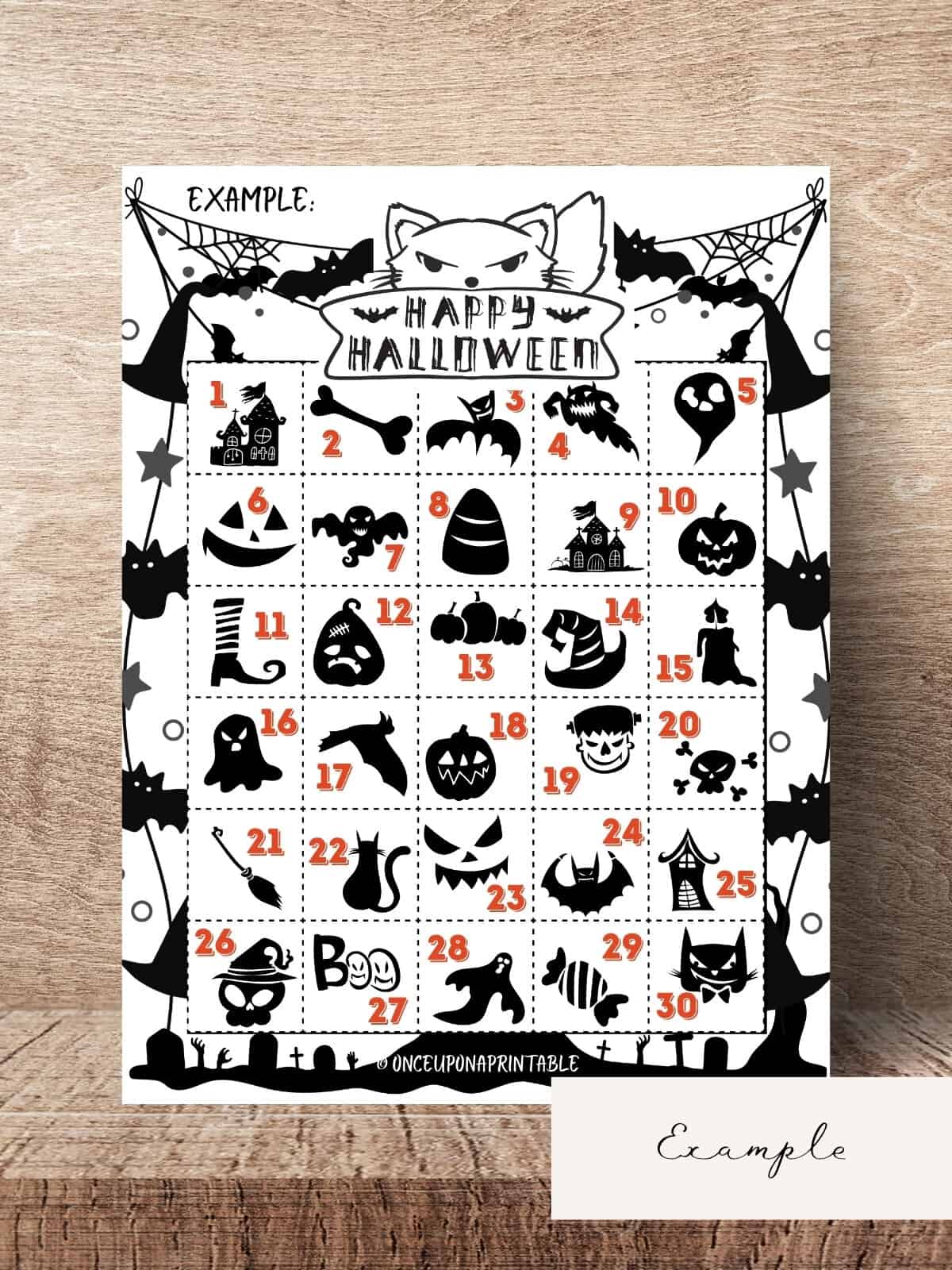 Halloween countdown calendar example. 