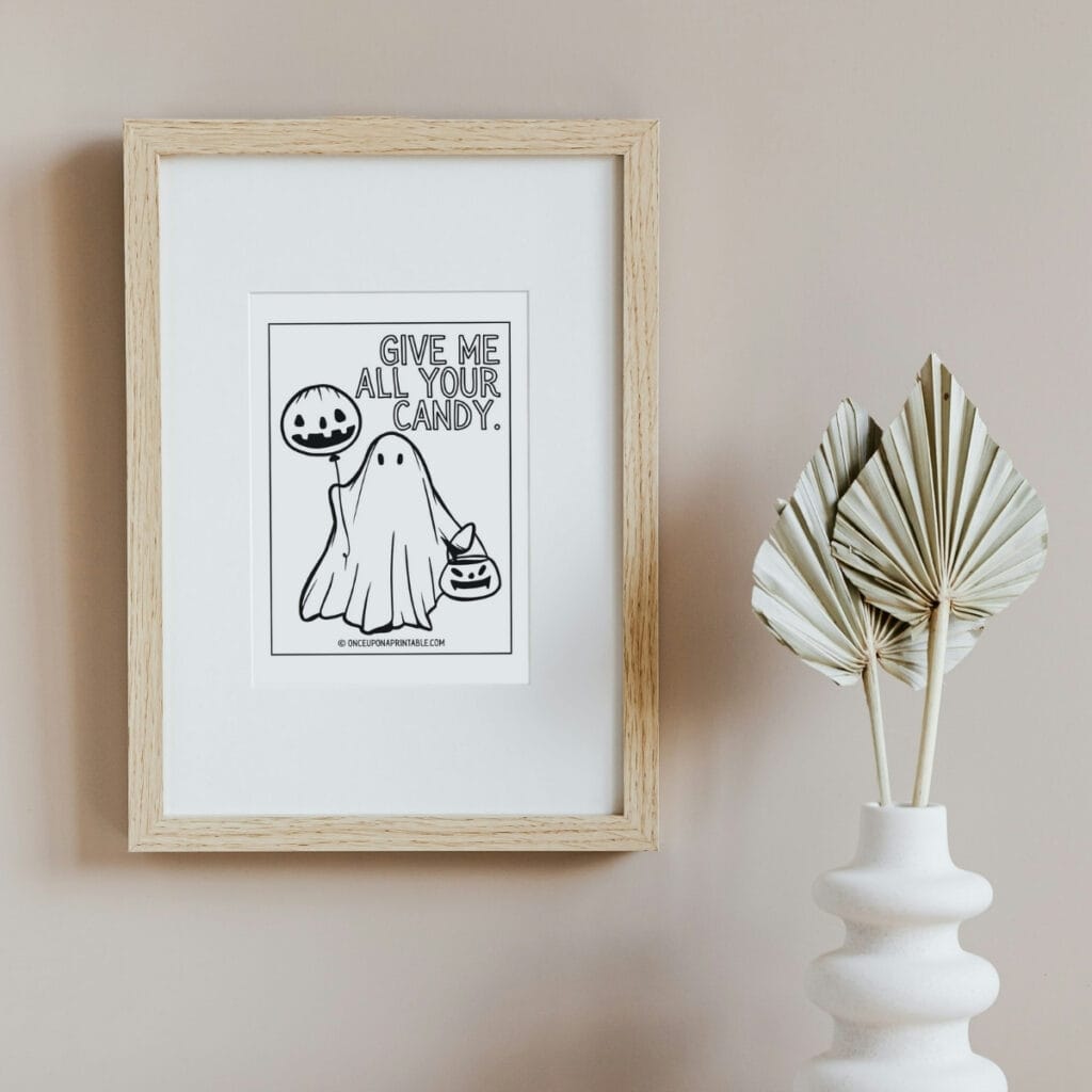 Give me all your candy ghost Halloween wall art.