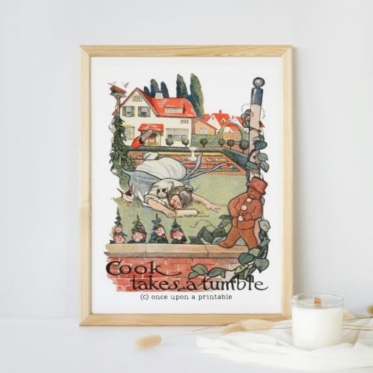 Cook takes a tumble Gingerbread man art print.