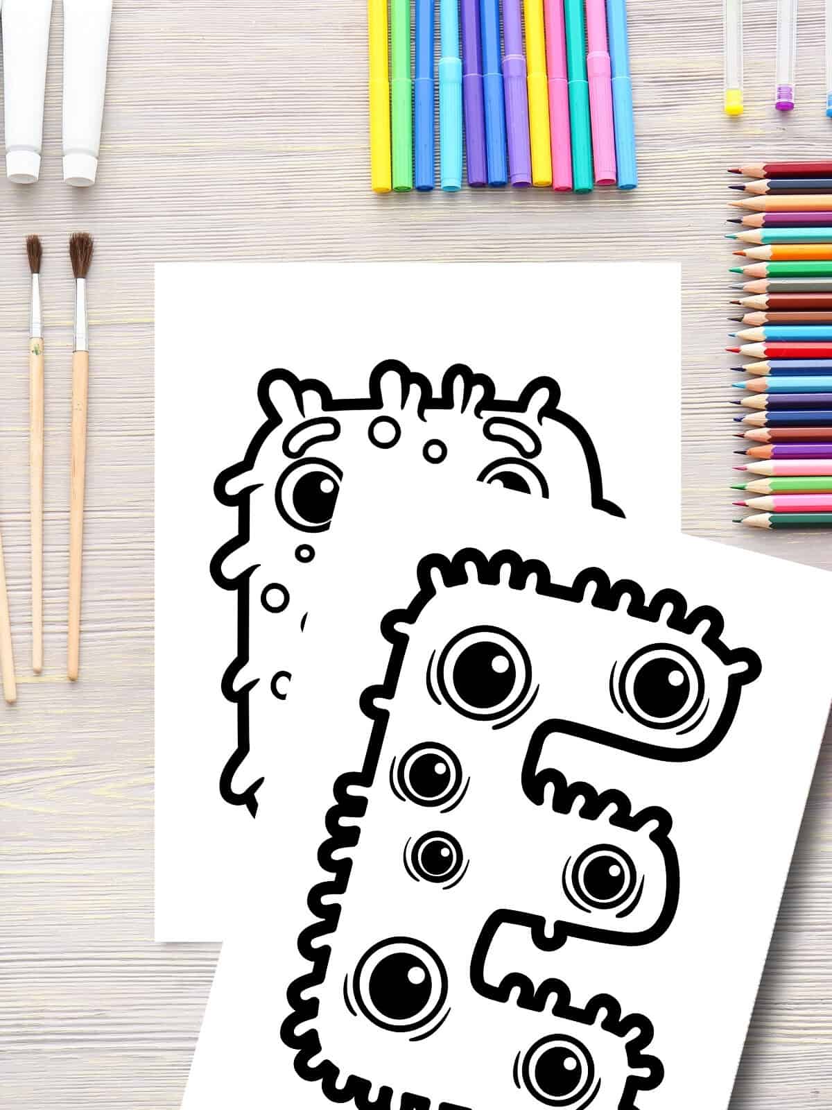 Monster ABCs alphabet coloring pages for little kids. 