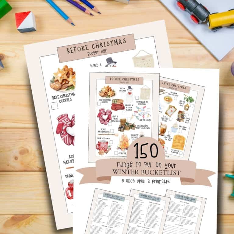 Winter bucket list with 150 items.