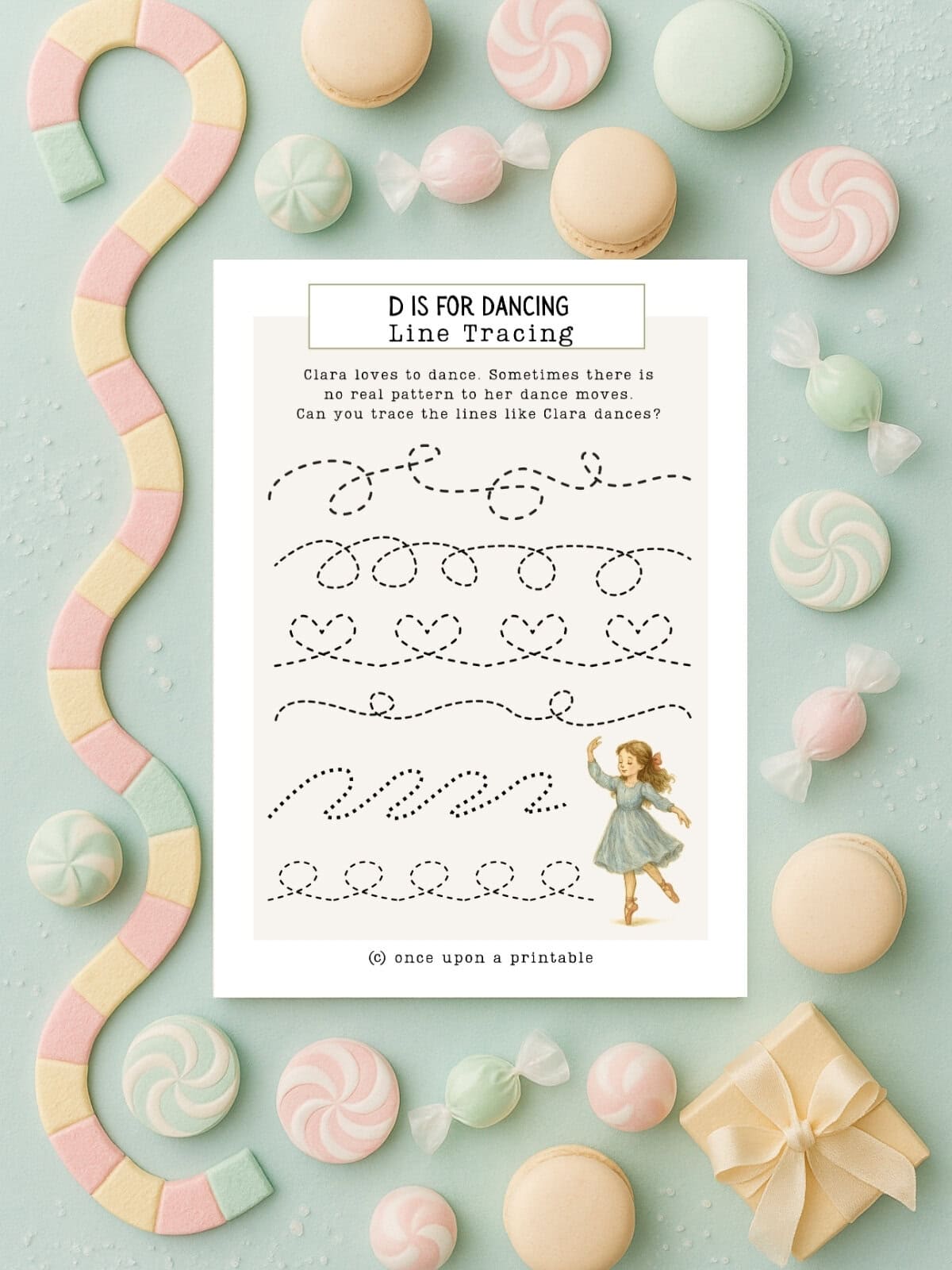 Nutcracker worksheets line tracing printables.