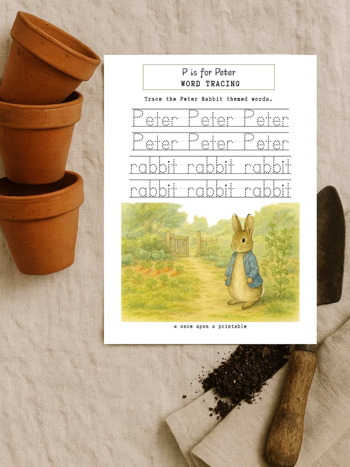 Peter Rabbit garden worksheets. 