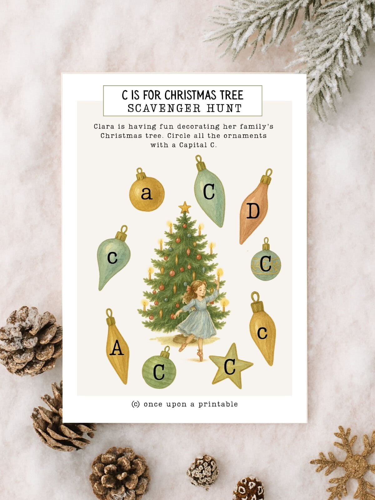 Nutcracker printable scavenger hunt for letters.