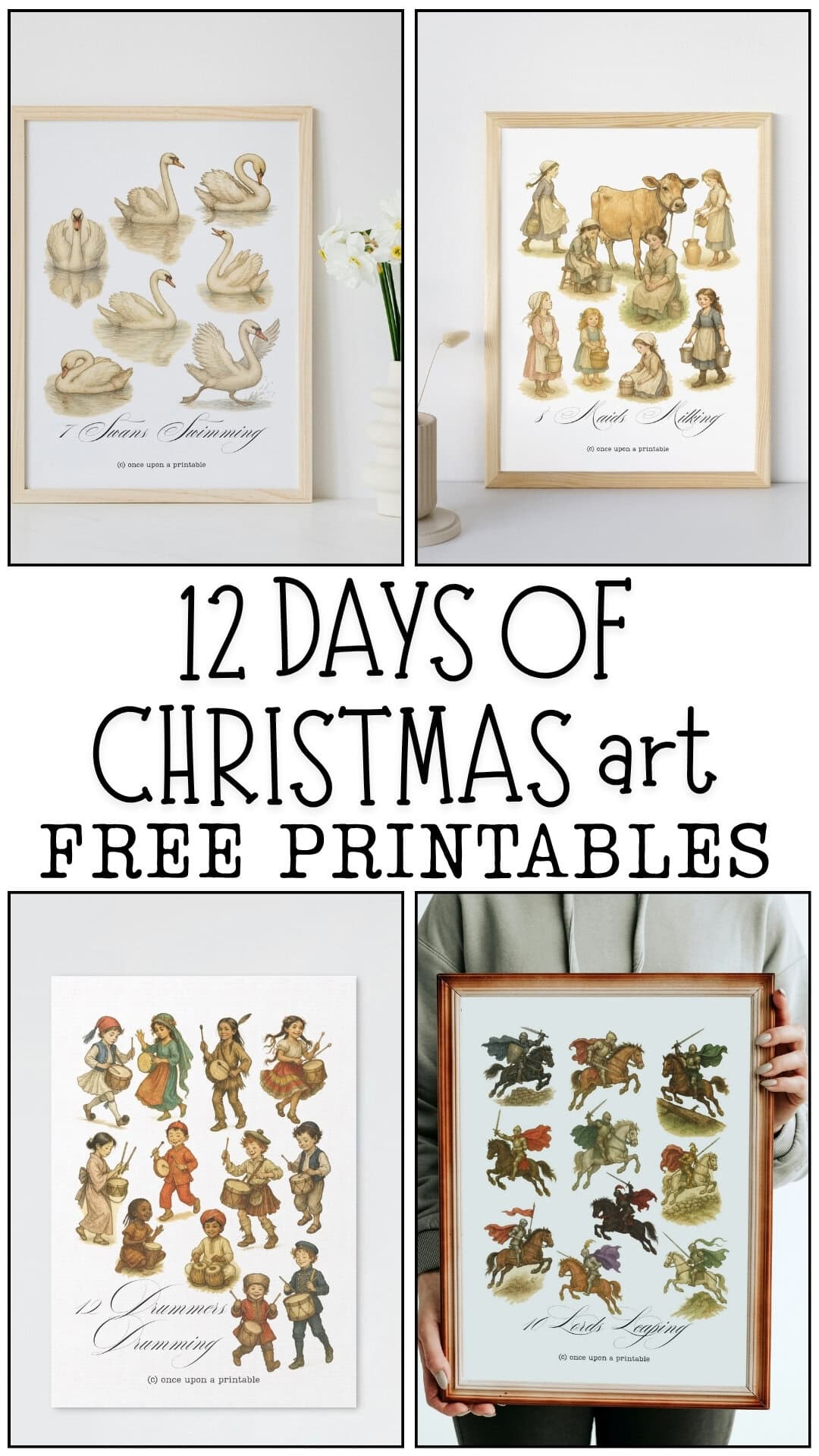 12 Days of Christmas art printables.