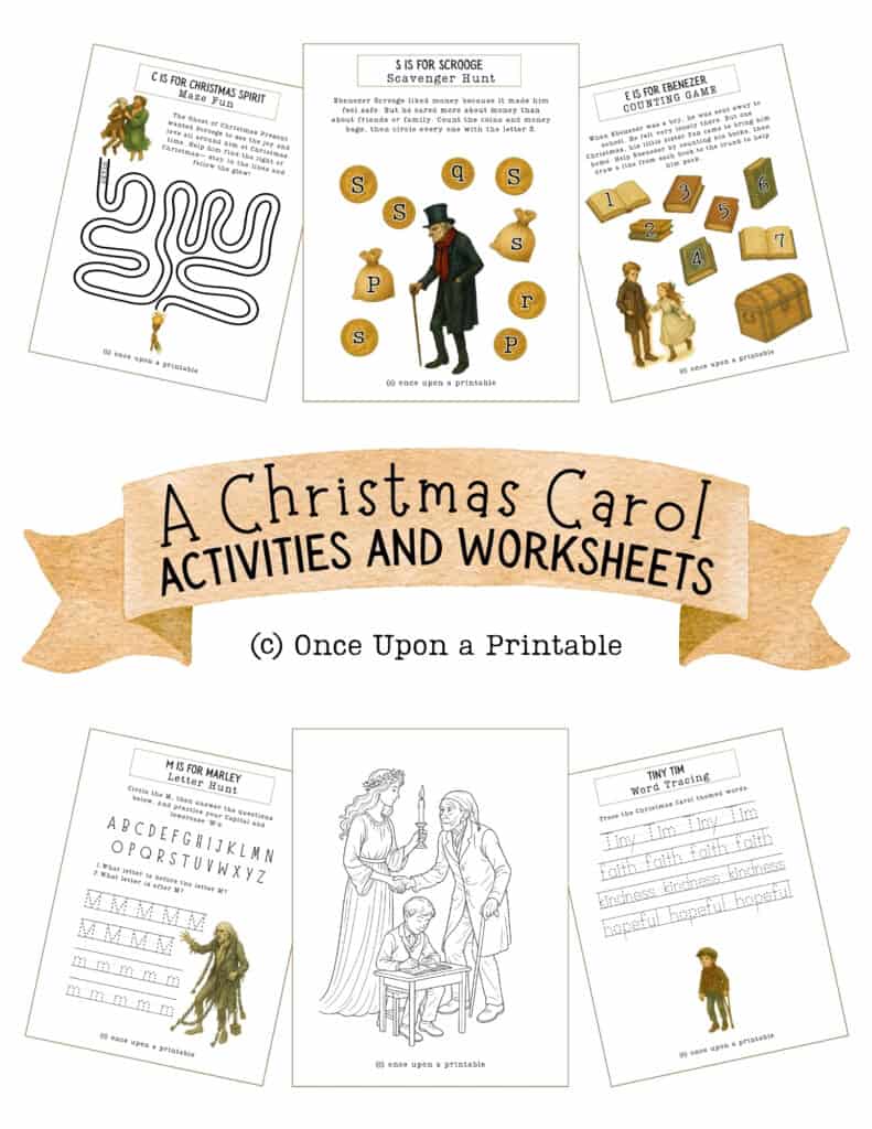A Christmas Carol unit study worksheets.