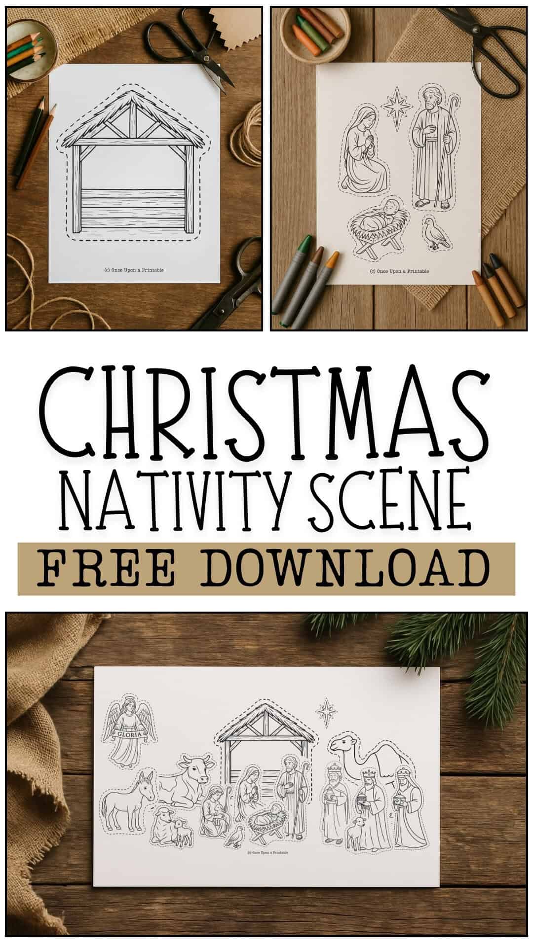 Christmas nativity scene printable cut out crafts.