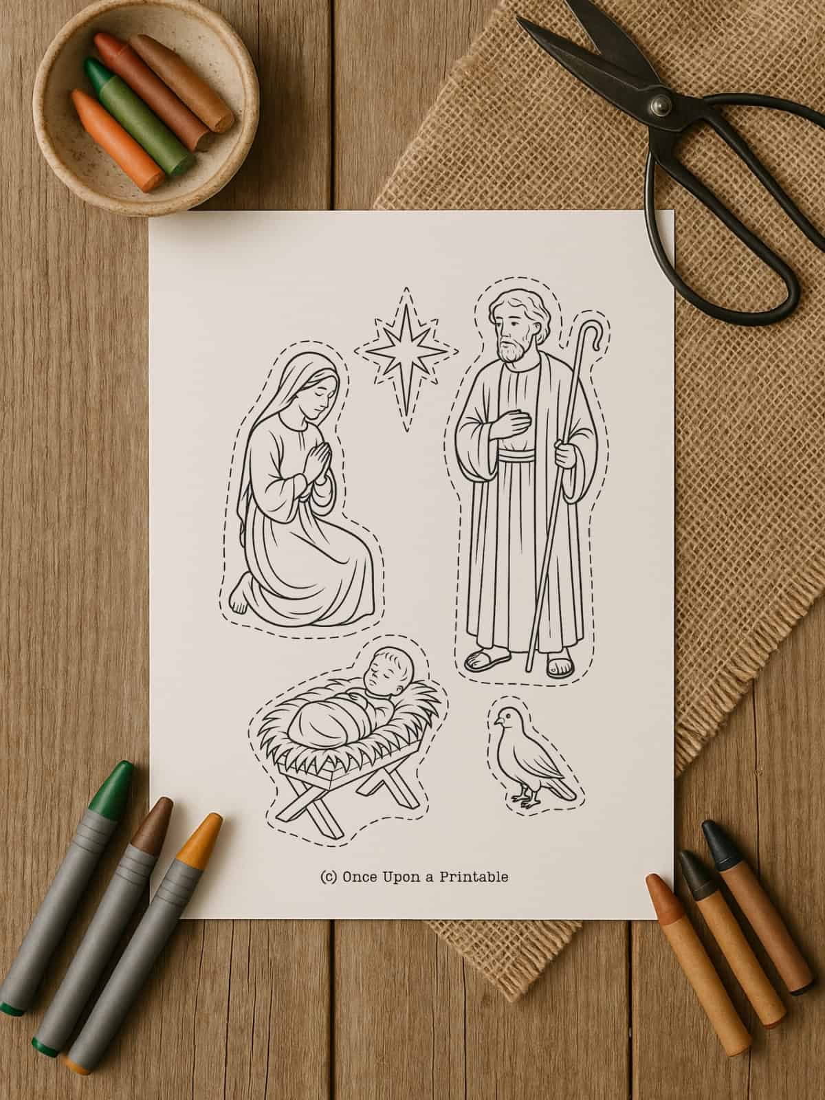 Christmas nativity scene printable craft activity.