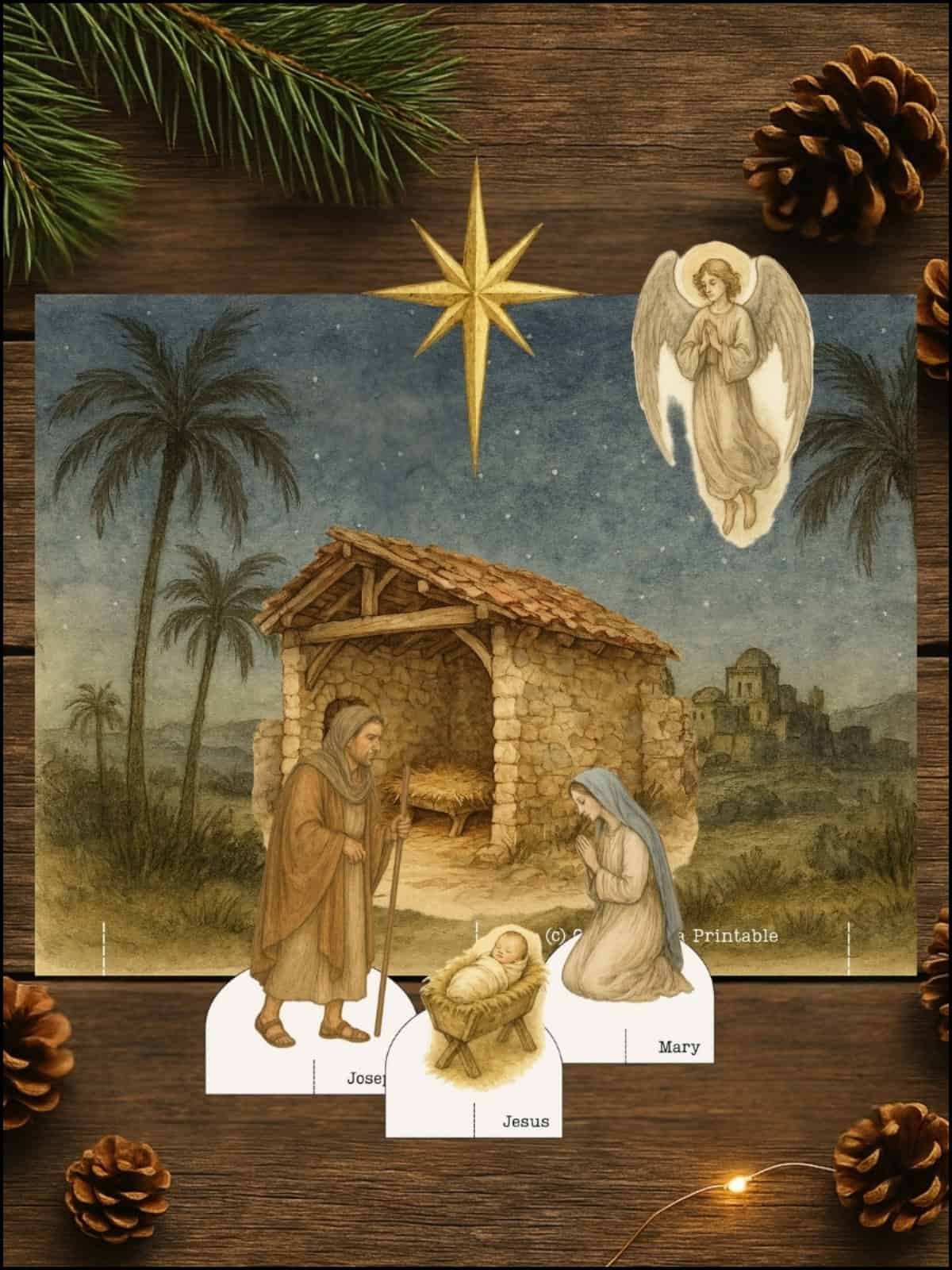 nativity set printable (free printable) - once upon a printable